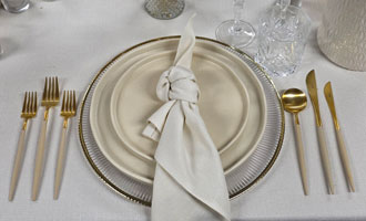 CUTLERY ATHENA GOLD & TAUPE HANDLE