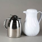 Stainless Steel & White Plastic Thurmos Jugs