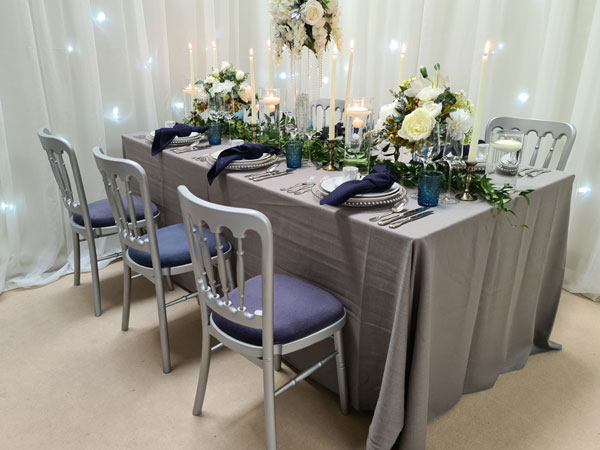 Silver Banqueting Chair with 11 x seat pad options available Silver Banqueting Chair with 11 x seat pad options available