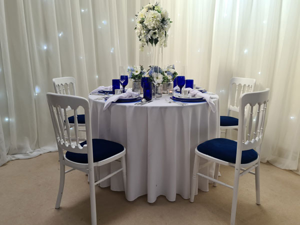 White Banqueting Chair with 11 x seat pad options available White Banqueting Chair with 11 x seat pad options available