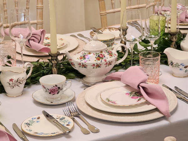 Vintage China – For those less informal tea parties or those wishing to create a country style theme