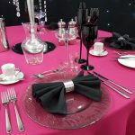 Smokey Grey Charger Plates & Black Glassware