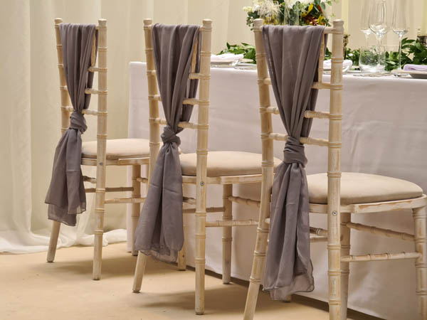 Dark Silver Chair Drapes