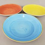 Coloured Serving Bowl- Mustard Yellow, Spice Orange & Corn Flower Blue 12inc x 2in (30cm x 5cm)