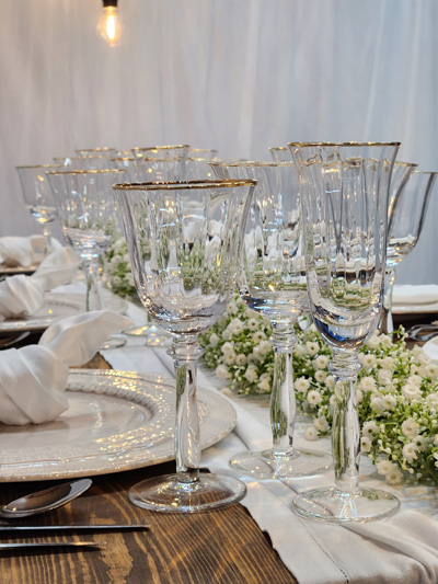 Gold Rim Prism Glassware