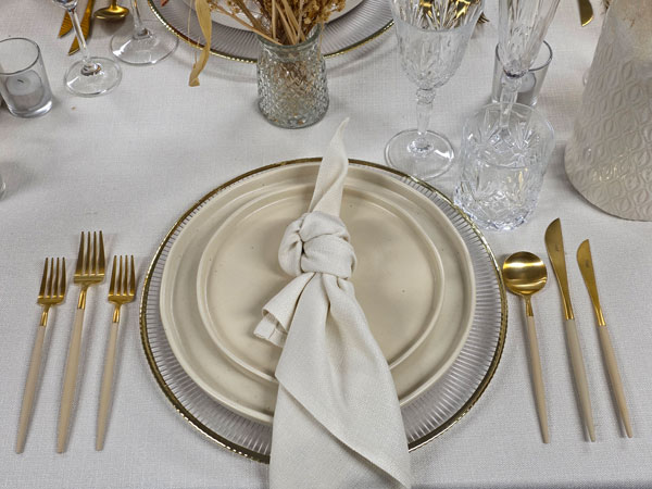Athena Gold & Taupe Handle Cutlery