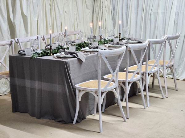 Limewash Cross Back with rattan seat pad, additional seat pad available Limewash Cross Back with rattan seat pad, additional seat pad available