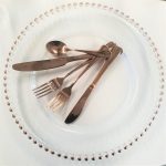 Rose Gold Cutlery & Beaded Plate