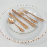 Rose Gold Cutlery & Beaded Plate