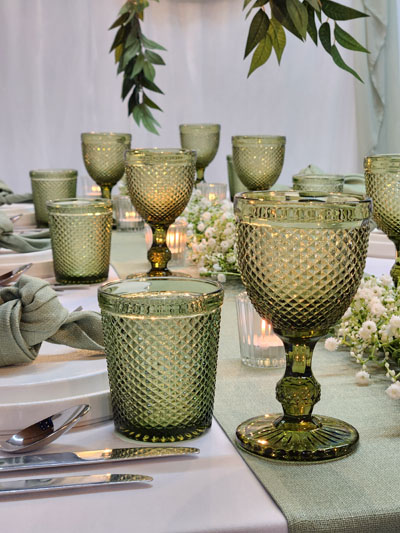 Sage Green Diamond< Glassware Set