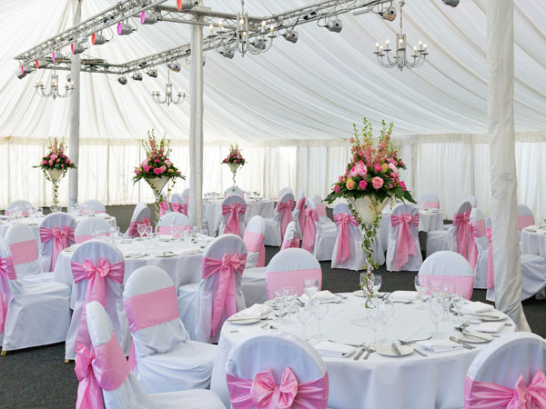 White Linen Chair Cover & Baby Pink Tafetta Sash White Linen Chair Cover & Baby Pink Tafetta Sash